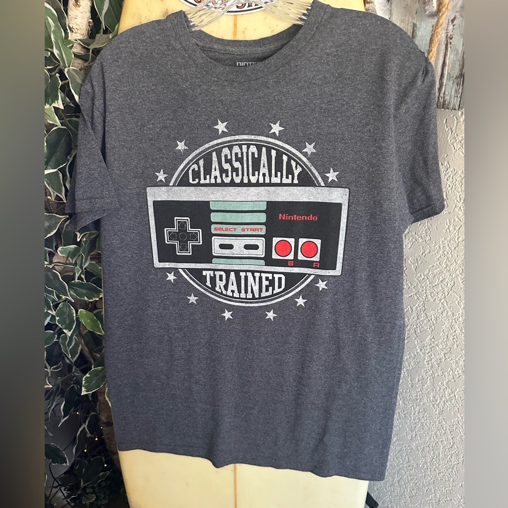 Nintendo Gray Graphic Tee with Retro Controller Print